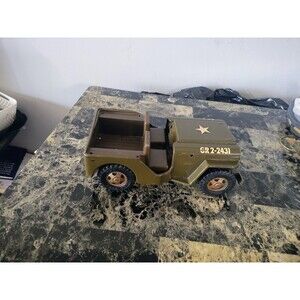 Vintage 1960s TONKA TOYS USA Pressed Steel GR2-2431 Military Army Jeep Truck